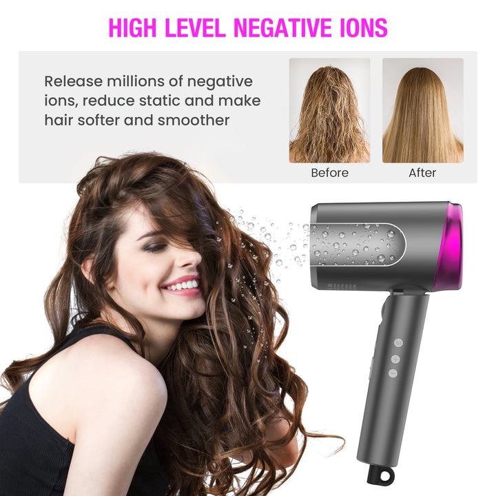 Perfect High Speed Hair Dryer, 1800W Powerful Fast Blow , LED Display Compactor for Travel