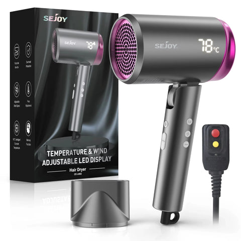 Perfect High Speed Hair Dryer, 1800W Powerful Fast Blow , LED Display Compactor for Travel